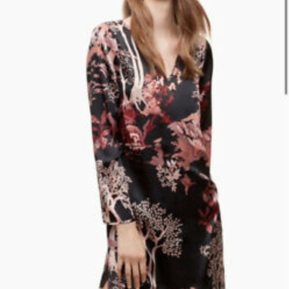 Little Moon Black Dress with Pink Floral Motif
